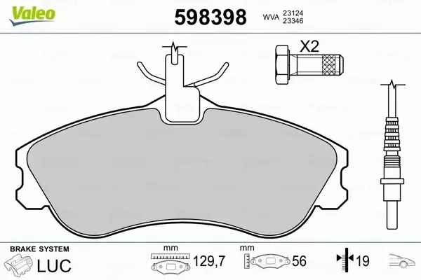 VALEO KLOCKI HAMULCOWE 598398 