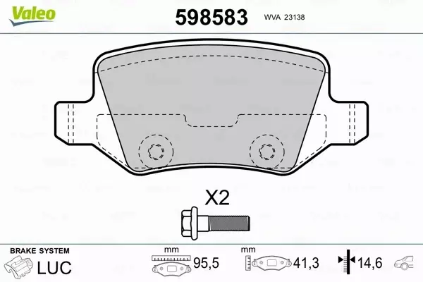 VALEO KLOCKI HAMULCOWE 598583 