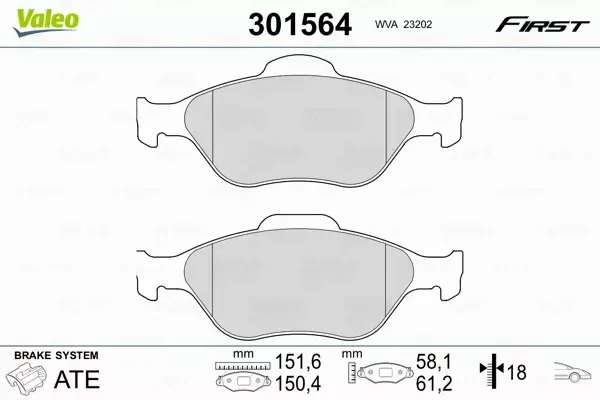 VALEO KLOCKI HAMULCOWE FIRST 301564 