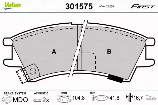 VALEO KLOCKI HAMULCOWE 301575 