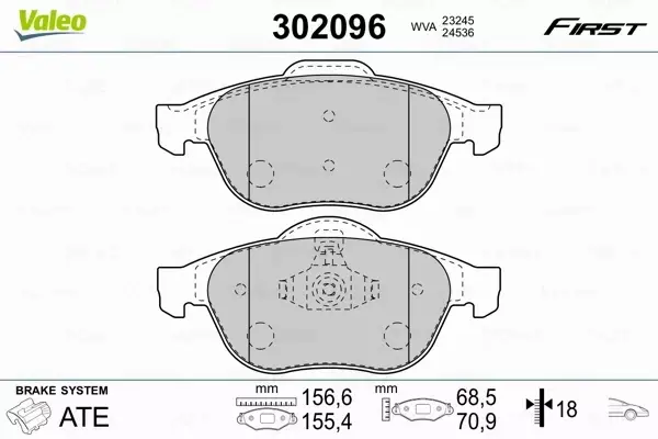 VALEO KLOCKI HAMULCOWE 302096 