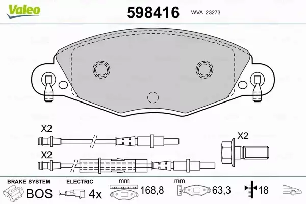 VALEO KLOCKI HAMULCOWE 598416 