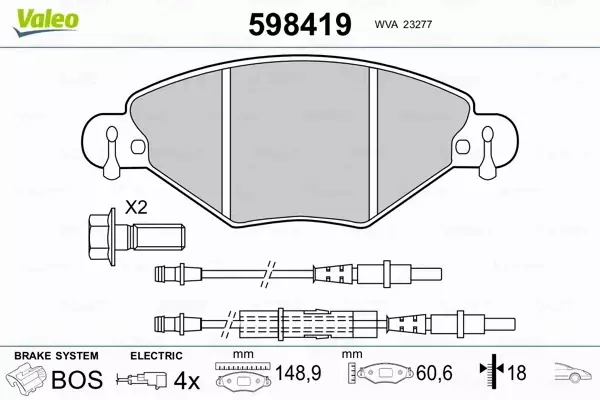 VALEO KLOCKI HAMULCOWE 598419 