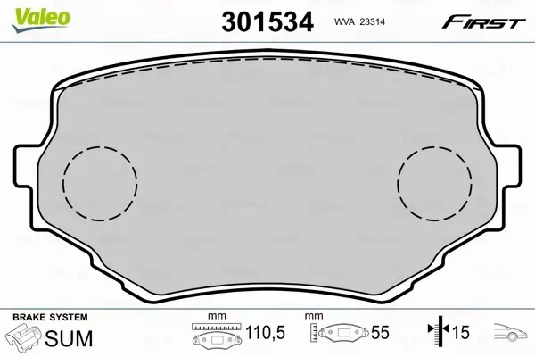 VALEO KLOCKI HAMULCOWE 301534 