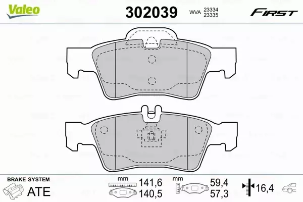 VALEO KLOCKI HAMULCOWE 302039 