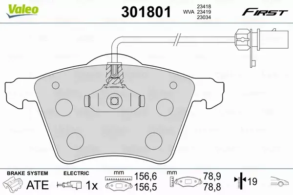 VALEO KLOCKI HAMULCOWE FIRST 301801 