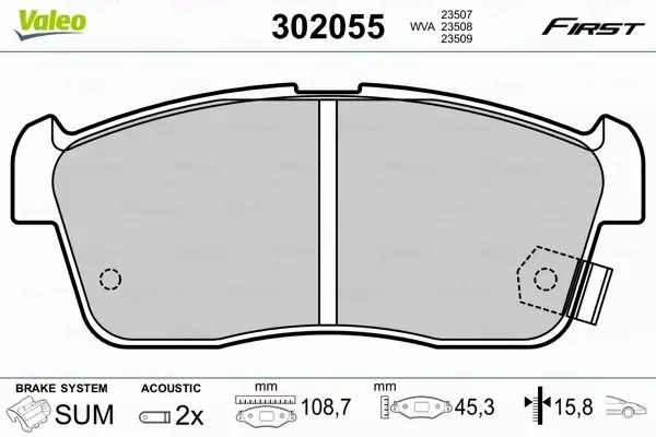 VALEO KLOCKI HAMULCOWE 302055 