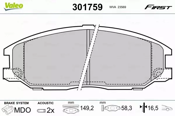 VALEO KLOCKI HAMULCOWE 301759 