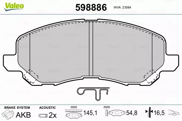 VALEO KLOCKI HAMULCOWE 598886 