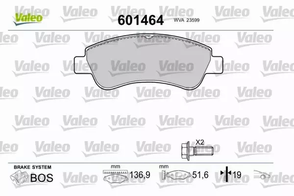 VALEO KLOCKI HAMULCOWE 601464 