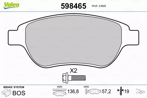 VALEO KLOCKI HAMULCOWE 598465 