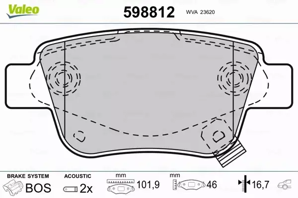 VALEO KLOCKI HAMULCOWE 598812 