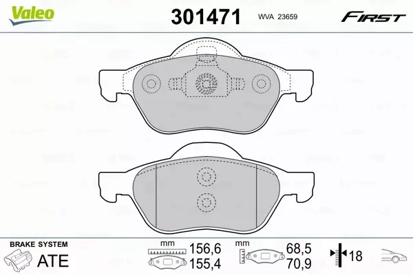 VALEO KLOCKI HAMULCOWE FIRST 301471 