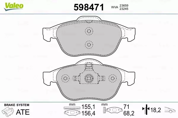 VALEO KLOCKI HAMULCOWE 598471 