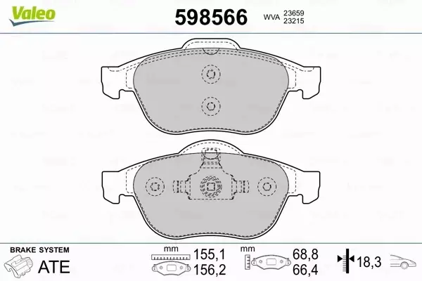 VALEO KLOCKI HAMULCOWE 598566 