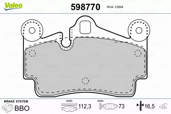 VALEO KLOCKI HAMULCOWE 598770 