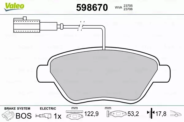 VALEO KLOCKI HAMULCOWE 598670 