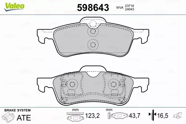 VALEO KLOCKI HAMULCOWE 598643 