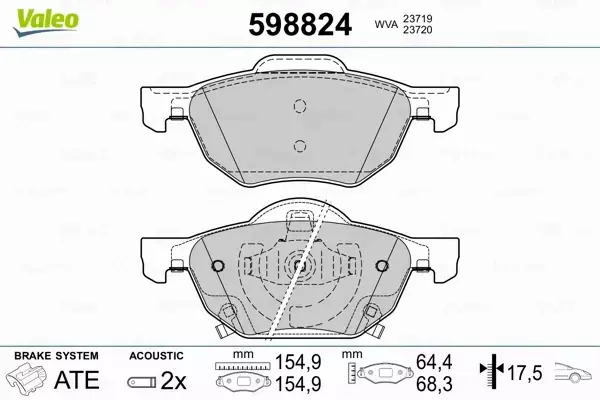 VALEO KLOCKI HAMULCOWE 598824 