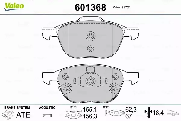 VALEO KLOCKI HAMULCOWE 601368 