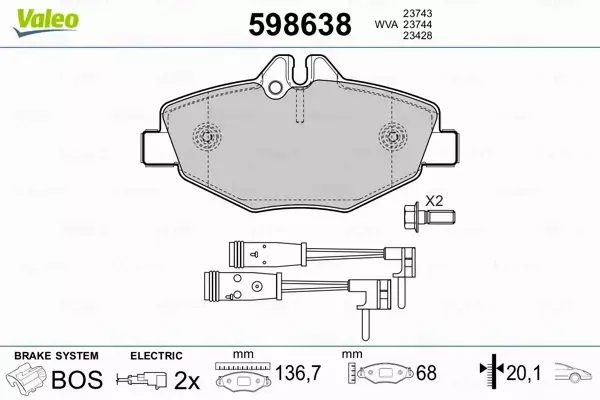 VALEO KLOCKI HAMULCOWE 598638 