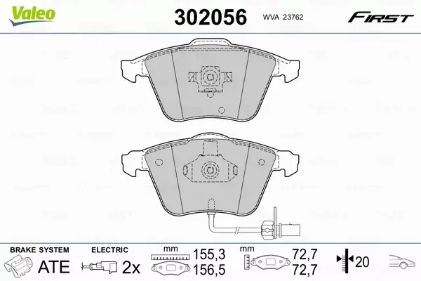 VALEO KLOCKI HAMULCOWE 302056 