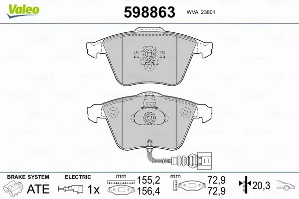 VALEO KLOCKI HAMULCOWE 598863 