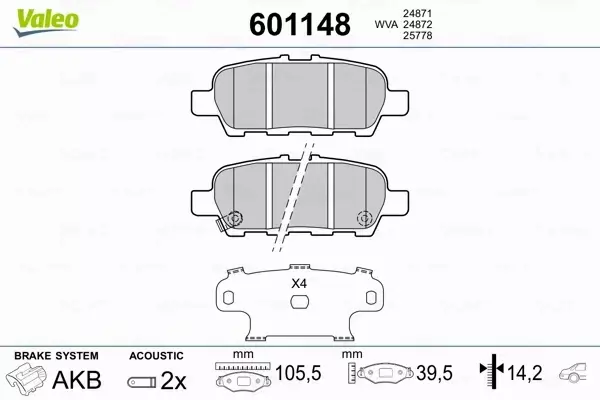 VALEO KLOCKI HAMULCOWE 601148 