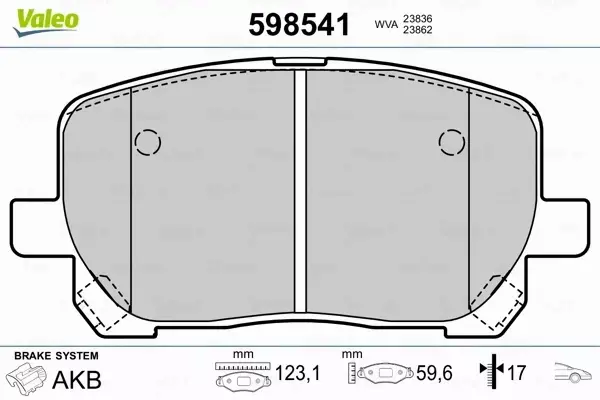 VALEO KLOCKI HAMULCOWE 598541 