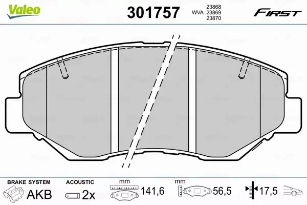 VALEO KLOCKI HAMULCOWE 301757 