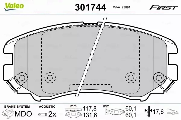 VALEO KLOCKI HAMULCOWE FIRST 301744 