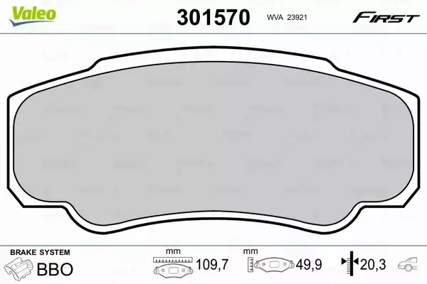 VALEO KLOCKI HAMULCOWE 301570 