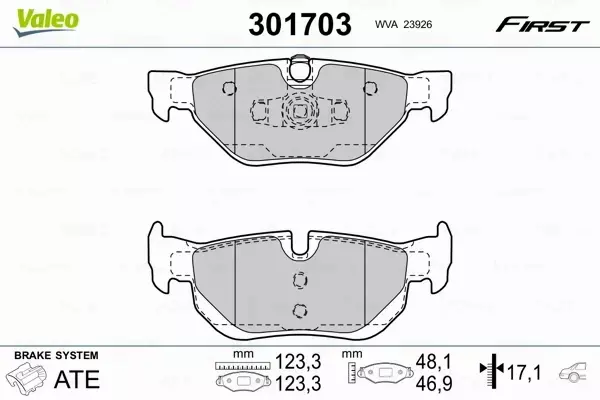 VALEO KLOCKI HAMULCOWE FIRST 301703 