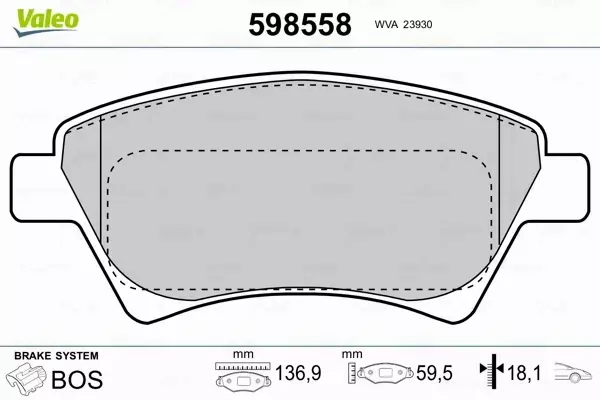 VALEO KLOCKI HAMULCOWE 598558 