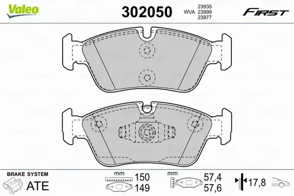 VALEO KLOCKI HAMULCOWE FIRST 302050 