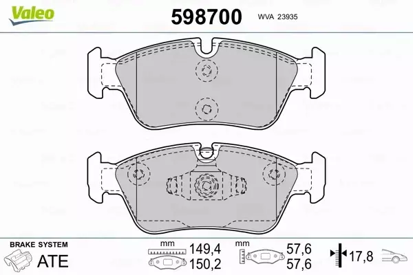 VALEO KLOCKI HAMULCOWE 598700 