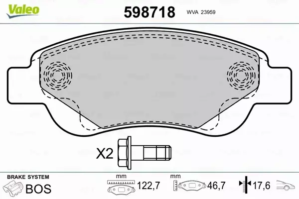 VALEO KLOCKI HAMULCOWE 598718 