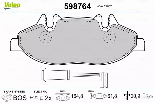 VALEO KLOCKI HAMULCOWE 598764 