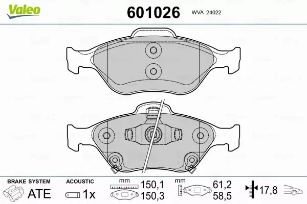 VALEO KLOCKI HAMULCOWE 601026 