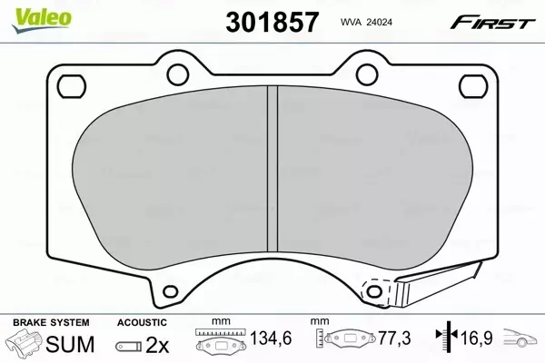 VALEO KLOCKI HAMULCOWE 301857 