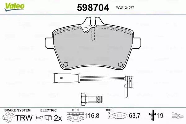 VALEO KLOCKI HAMULCOWE 598704 