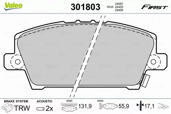 VALEO KLOCKI HAMULCOWE FIRST 301803 