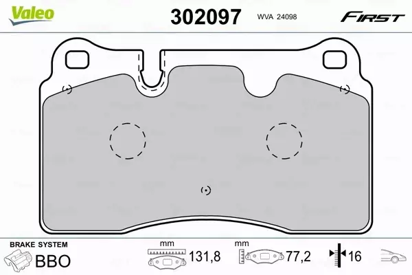 VALEO KLOCKI HAMULCOWE 302097 