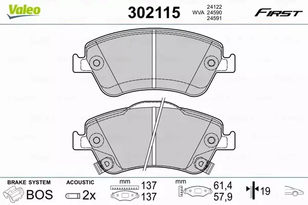 VALEO KLOCKI HAMULCOWE 302115 