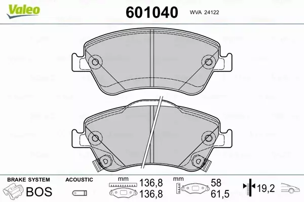 VALEO KLOCKI HAMULCOWE 601040 