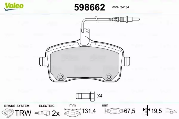 VALEO KLOCKI HAMULCOWE 598662 