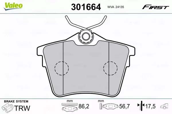 VALEO KLOCKI HAMULCOWE 301664 