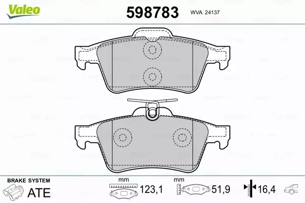 VALEO KLOCKI HAMULCOWE 598783 