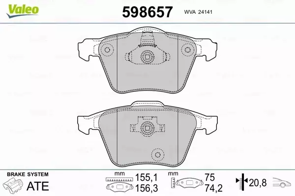 VALEO KLOCKI HAMULCOWE 598657 