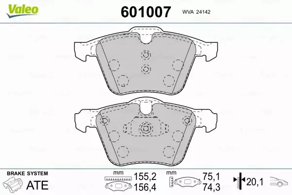 VALEO KLOCKI HAMULCOWE 601007 